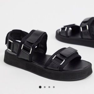 Missguided buckle strappy chunky vegan sandals